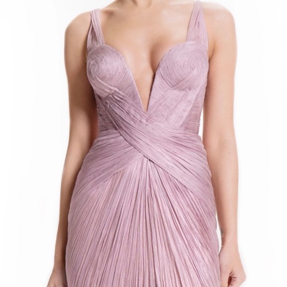 Maria Lucia Hohan “Corinna” Strapless Pleated Gown – Blush Pink – Size US 8 - Picture 6 of 10